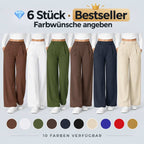 Damen High-Waist Stoffhose mit weitem Bein – Stretch & Elegant
