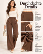 Damen High-Waist Stoffhose mit weitem Bein – Stretch & Elegant
