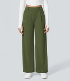Damen High-Waist Stoffhose mit weitem Bein – Stretch & Elegant