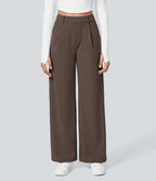 Damen High-Waist Stoffhose mit weitem Bein – Stretch & Elegant