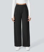 Damen High-Waist Stoffhose mit weitem Bein – Stretch & Elegant