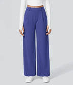 Damen High-Waist Stoffhose mit weitem Bein – Stretch & Elegant