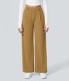 Damen High-Waist Stoffhose mit weitem Bein – Stretch & Elegant
